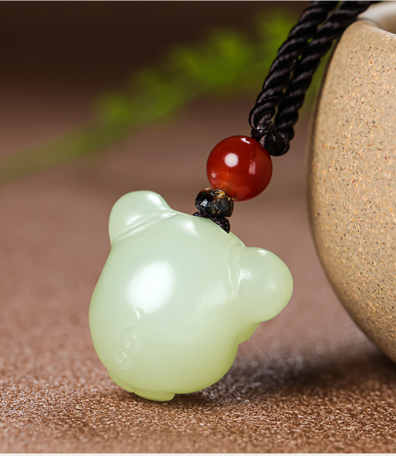 玉籽福和田玉生肖鼠吊坠女款萌萌哒招财鼠挂件儿童玉坠项链送女友送