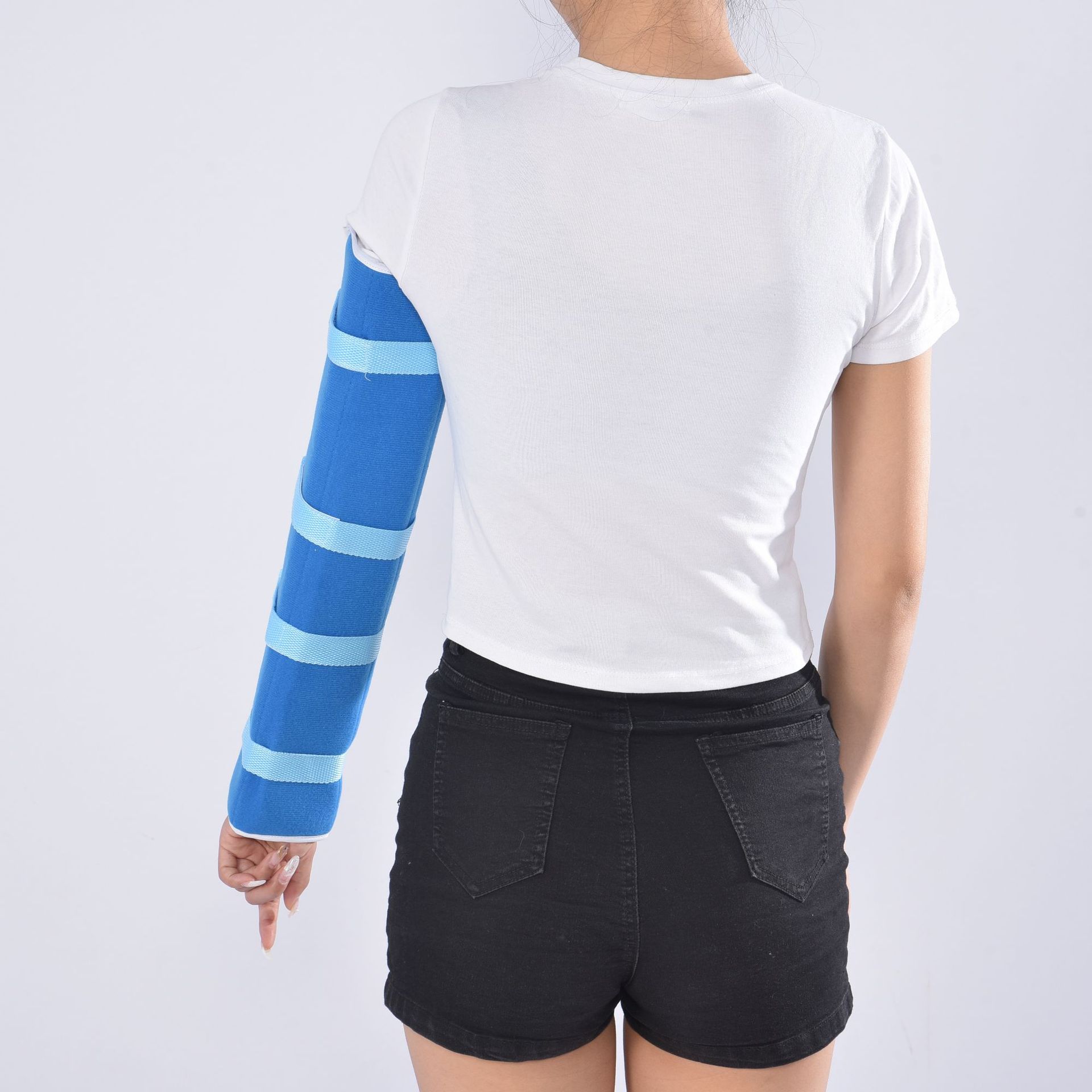 康兴达手臂固定夹板康复器材上肢伸直夹板透气胳膊手臂固定支具 蓝色