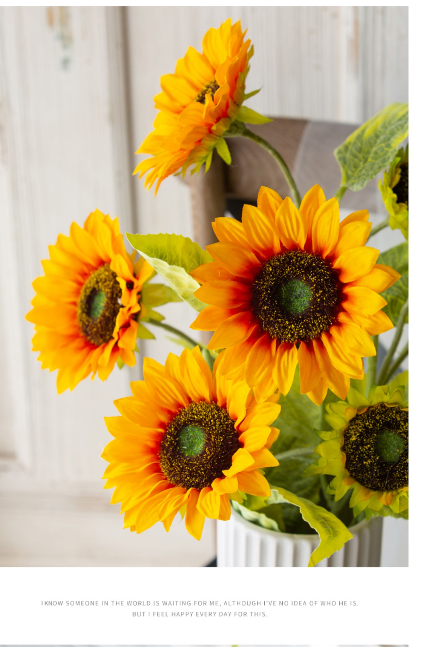 摆设客厅餐桌面假太阳花装饰插花艺摆件塑料绢花 小白瓶 向日葵【图片