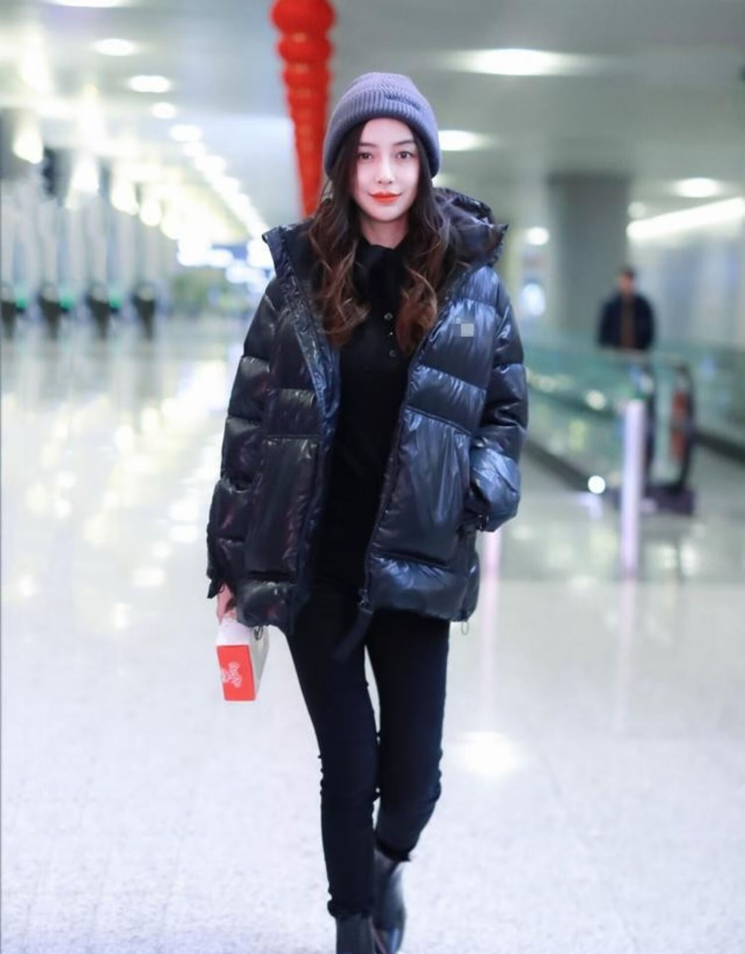 【高端轻奢】baby杨颖明星同款宽松加厚面包服亮面黑色韩版羽绒服女短