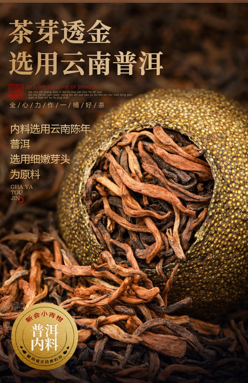 新會小青柑罐裝陳皮普耳熟茶小青桔新茶葉500g