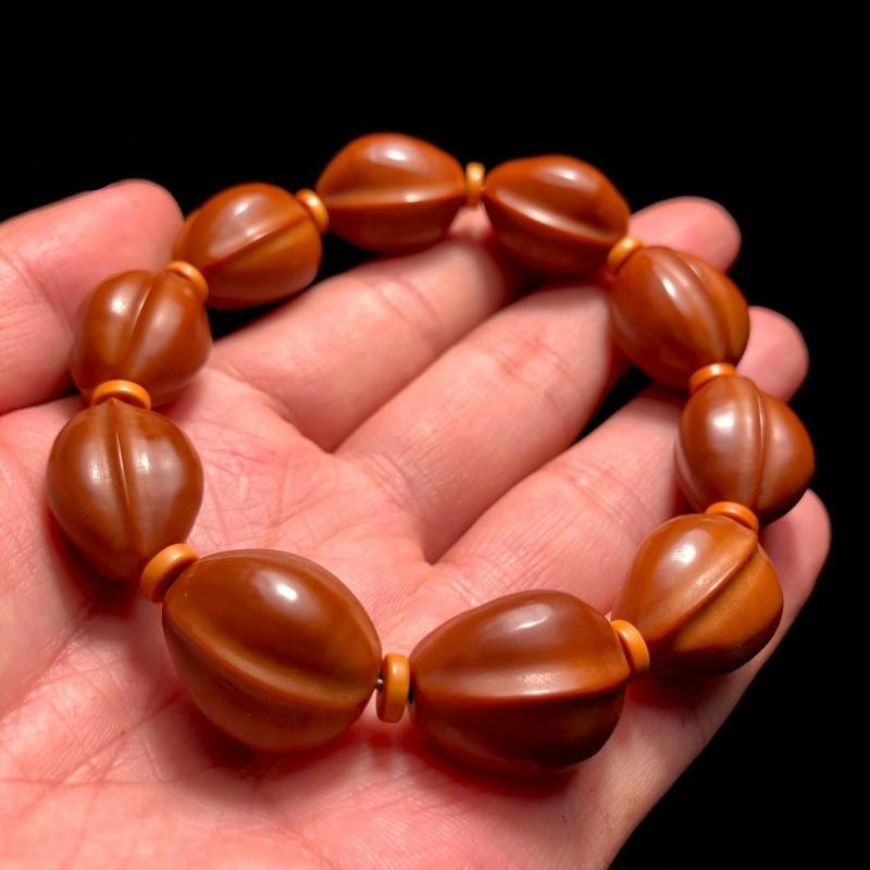 梅林铁核鲨鱼背橄榄核手串 大籽素核文玩原籽光珠素串原核圆珠素珠 1.
