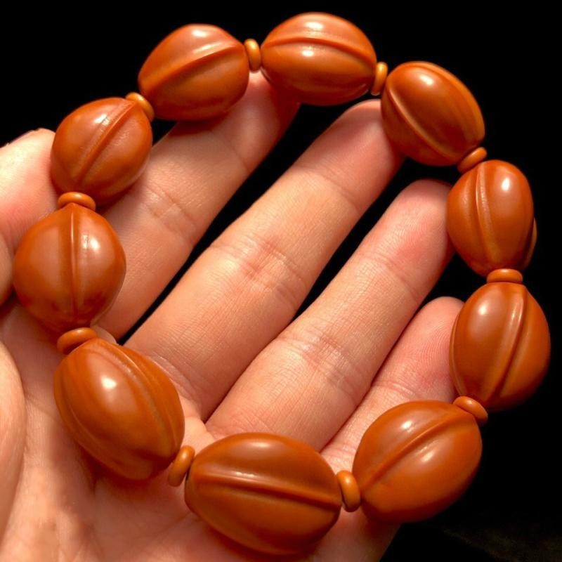 梅林铁核鲨鱼背橄榄核手串 大籽素核文玩原籽光珠素串原核圆珠素珠 1.