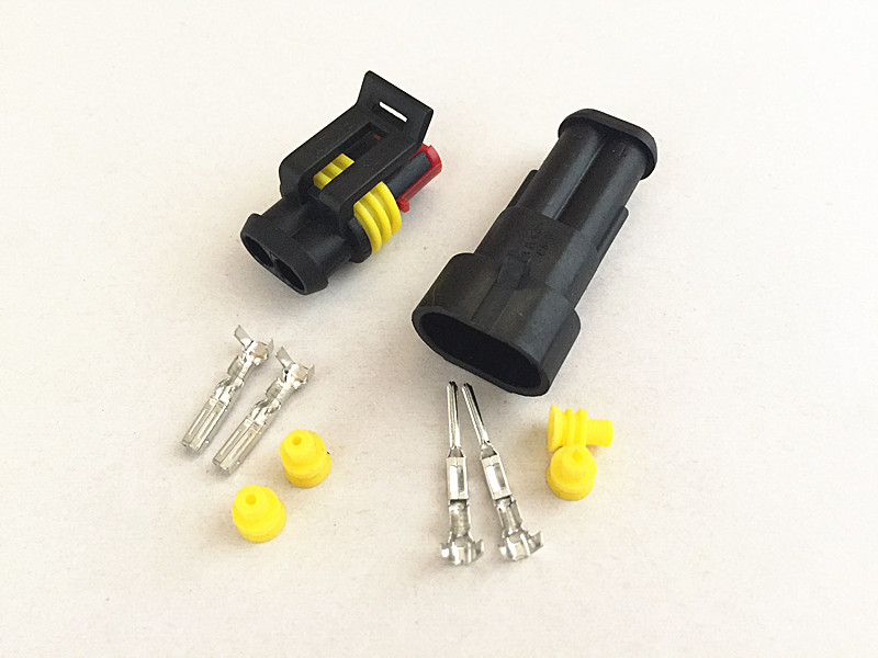 2孔汽车防水连接器接插件amp插头插座公母接线端子2p电线束对接头 4p