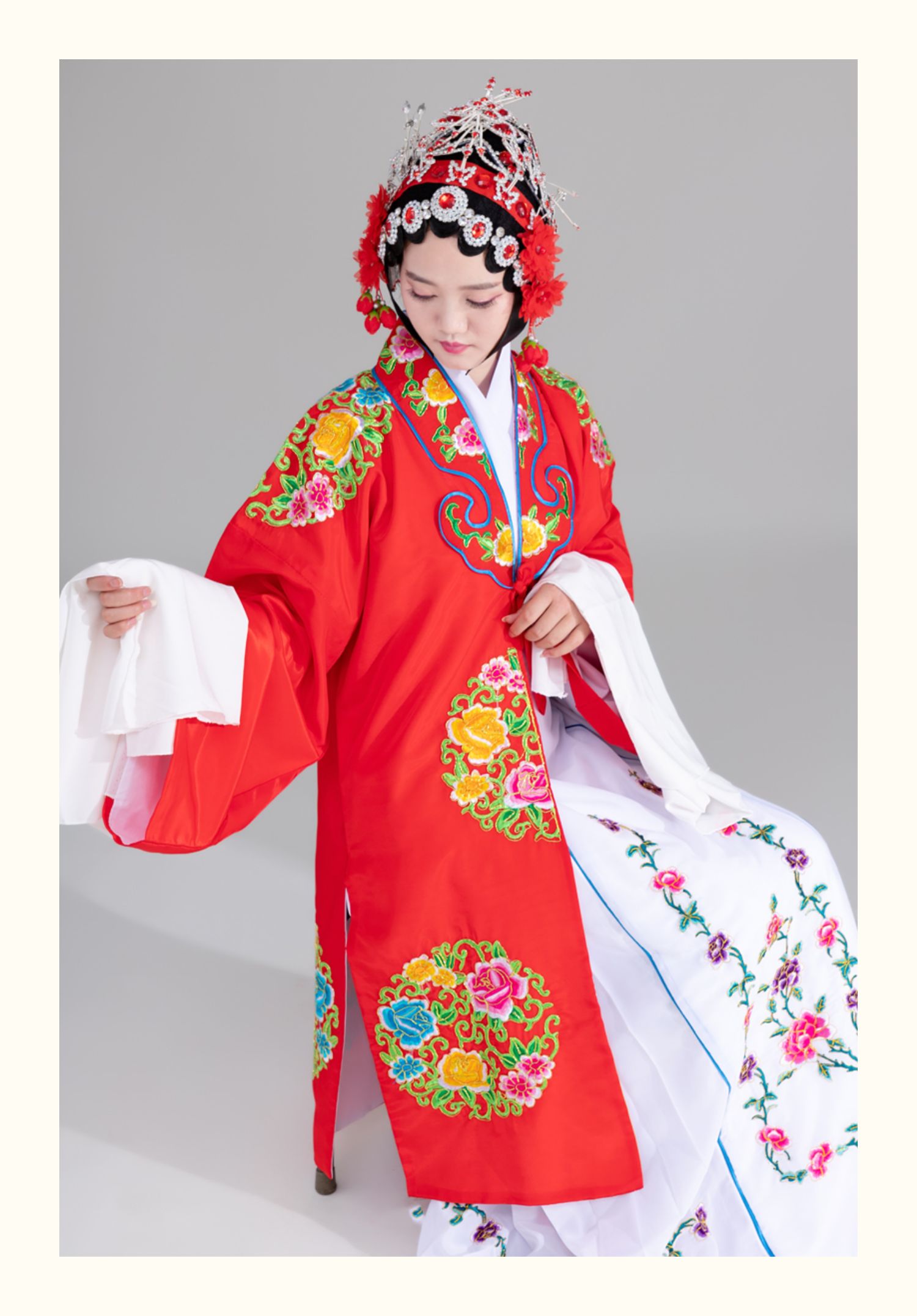 黄梅戏年会小品表演练功服学生京剧戏曲戏剧服装团花女