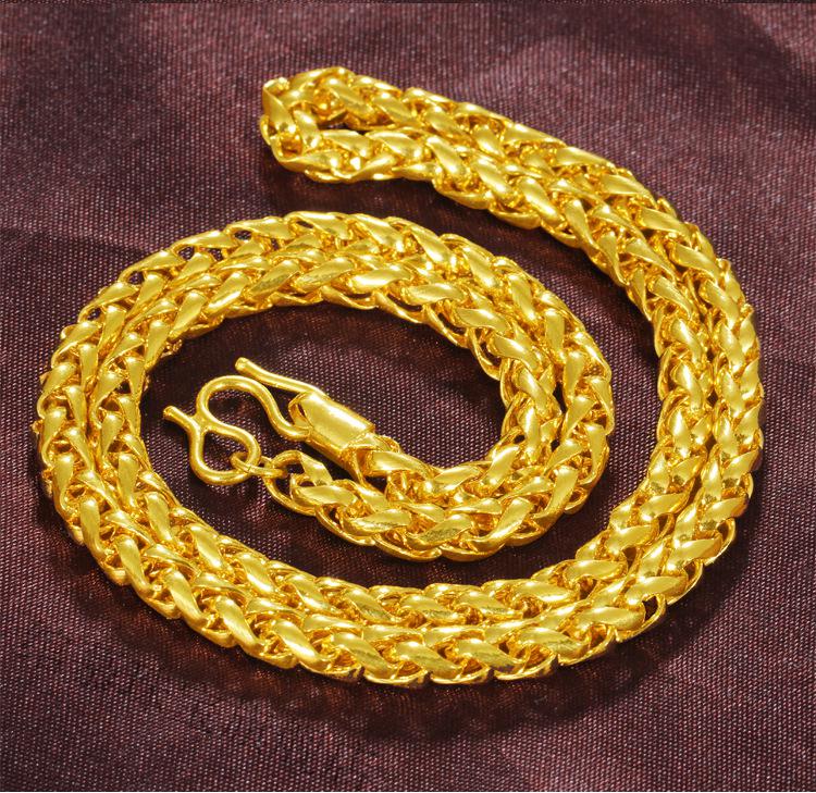 绾慕 越南沙金项链男士圆珠泰国镀金首饰佛珠链 空心薄款70厘米10毫米