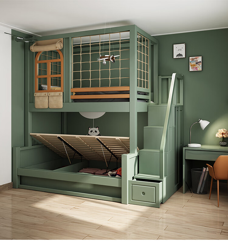 姐弟分隔床可定制实木上下床上下铺两层高低母子床 双层床 1200mm*
