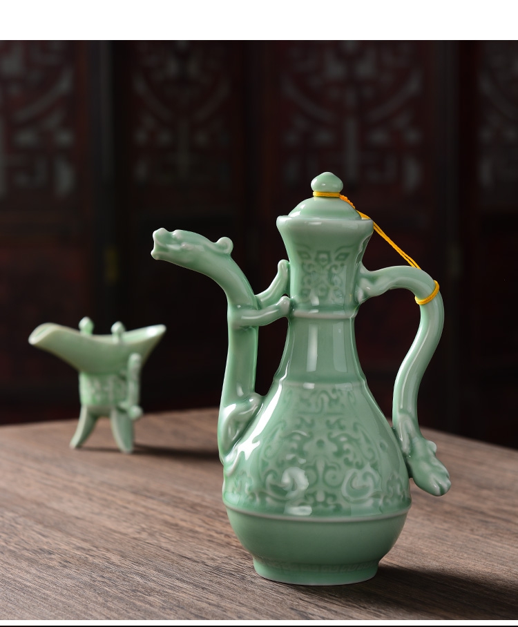 新品爵杯酒具套装陶瓷传统酒壶烈酒复古代酒樽中式家用酒杯白酒青瓷