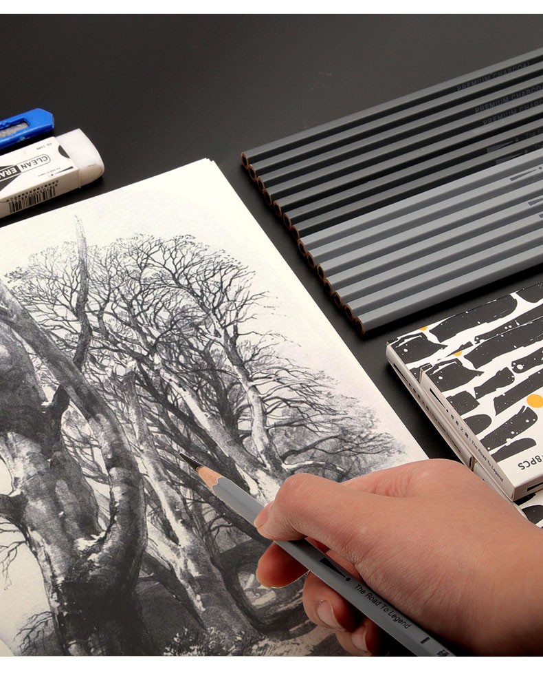 传奇之路黑银六棱炭笔软中硬黑碳笔炭画铅笔学生初学者素描速写手绘