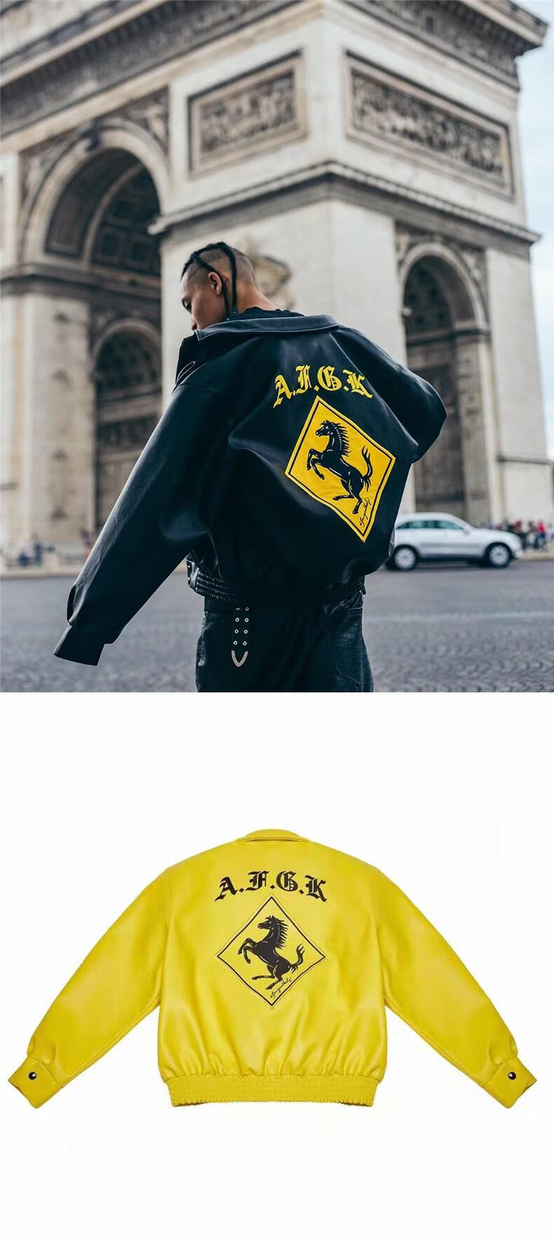 fff马思唯联名afgk红色夹棉刺绣棒球服男潮棒球夹克外套2021秋冬 绿色