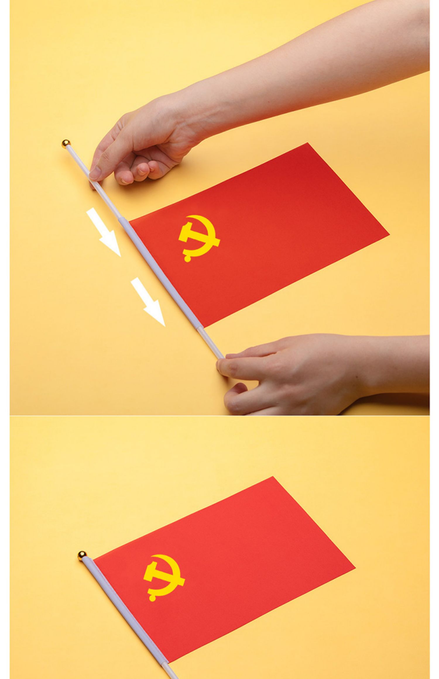 不谓侠100面8号中国党旗 小党旗手摇旗 手持党旗 党旗50面 28x20cm