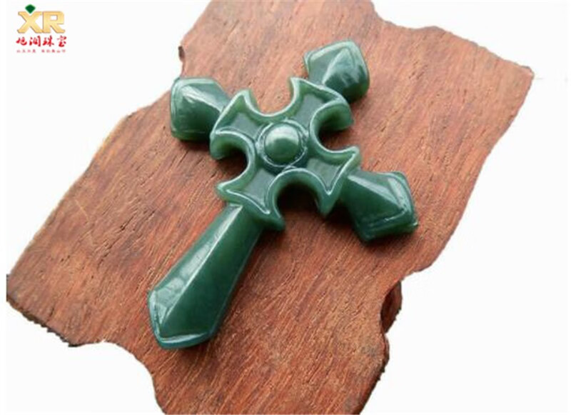 旭润珠宝和田玉吊坠天然新疆和田玉青玉十字玉坠男女