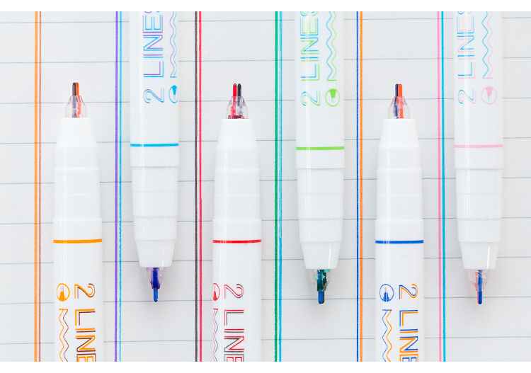 集物社立体双线笔手帐笔可爱彩色中性笔diy梦幻学生用双色轮廓划重点