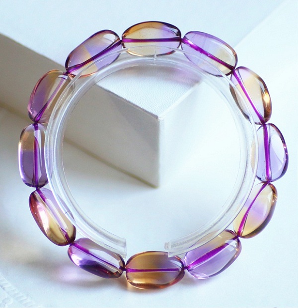 天然紫黄晶随型手链女士款大气随行手串 鸳鸯体紫黄共生一物一图 a