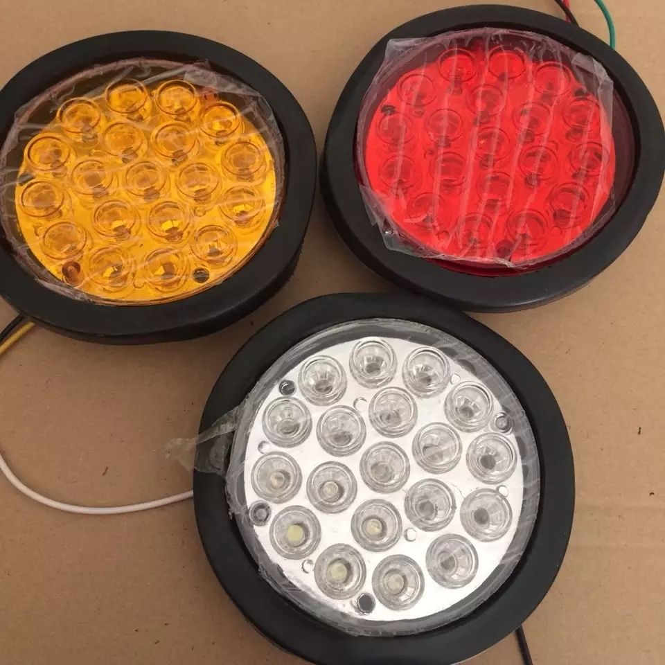24v挂车货车尾灯中集单灯转向倒车led后尾灯圆形橡皮尾灯通用黄色