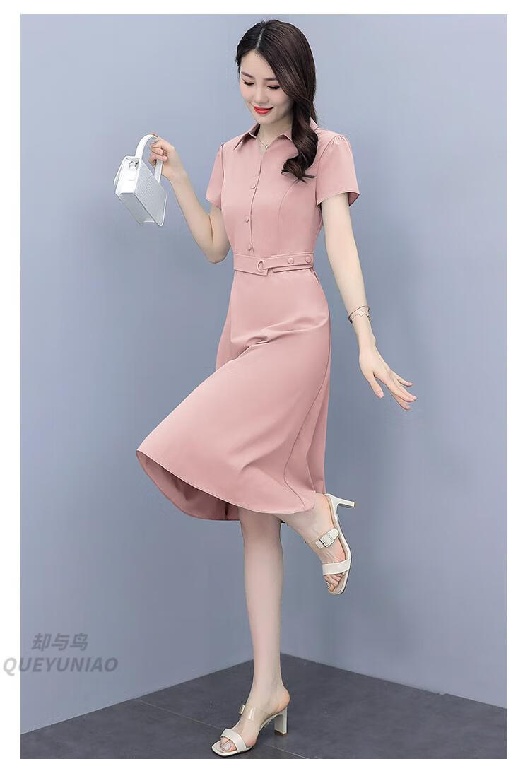 芊芊服饰女装店时尚减龄夏女装 气质修身显瘦 有口袋 色连衣裙 藏蓝色