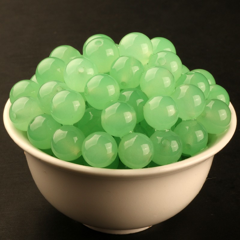 情冰 苹果绿 玉髓散珠半成品 绿色石英岩质玉髓串diy手工配件 苹果