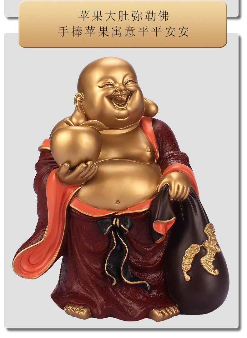礼祥瑞全铜弥勒佛佛像摆件坐莲笑佛大肚弥勒佛客厅家居供奉笑佛开业