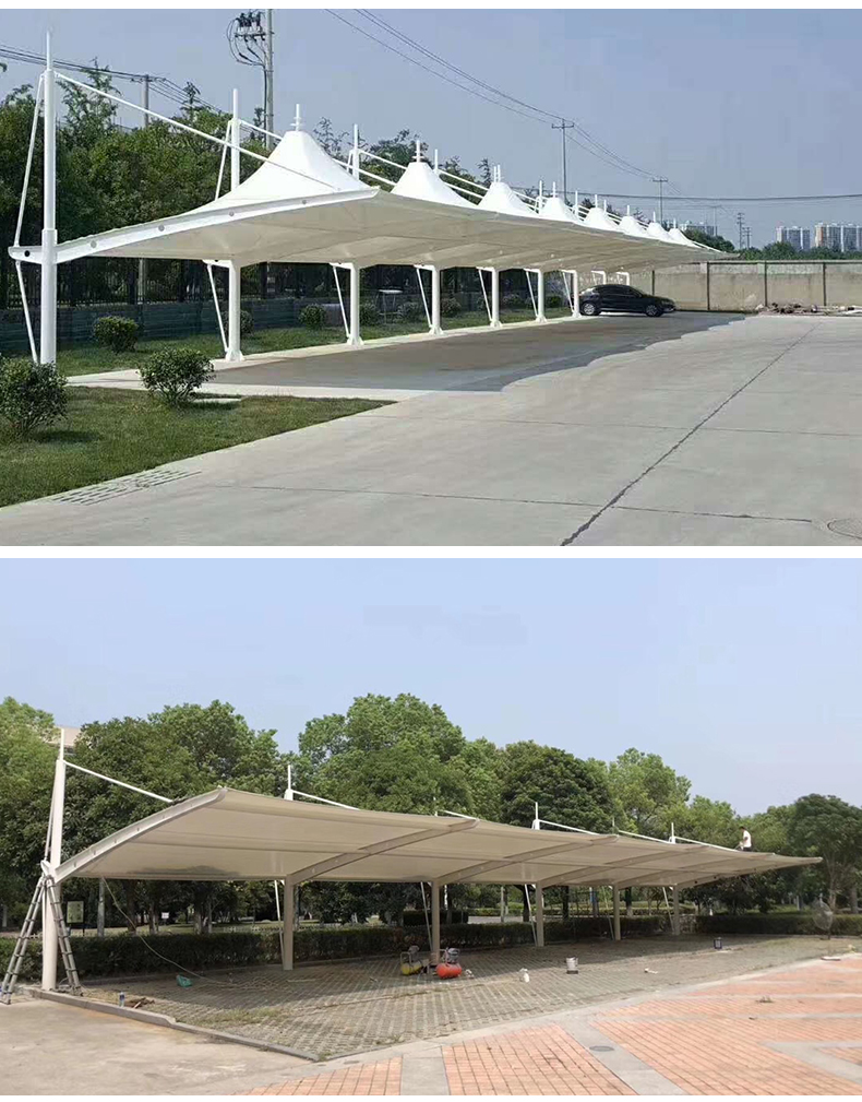羽以大型膜结构车棚停车棚雨棚户外张拉膜遮阳汽车棚小区遮阳自行车棚
