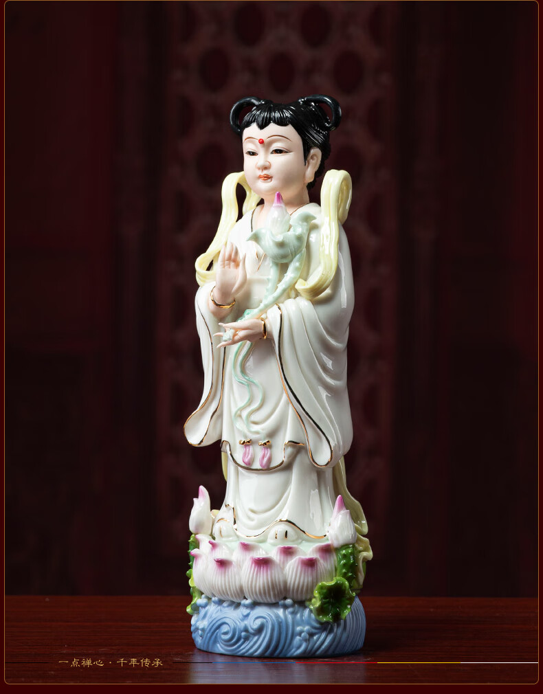 戴玉堂金童玉女龙女善财童子对童童男童女陶瓷观音菩萨佛像佛前供奉