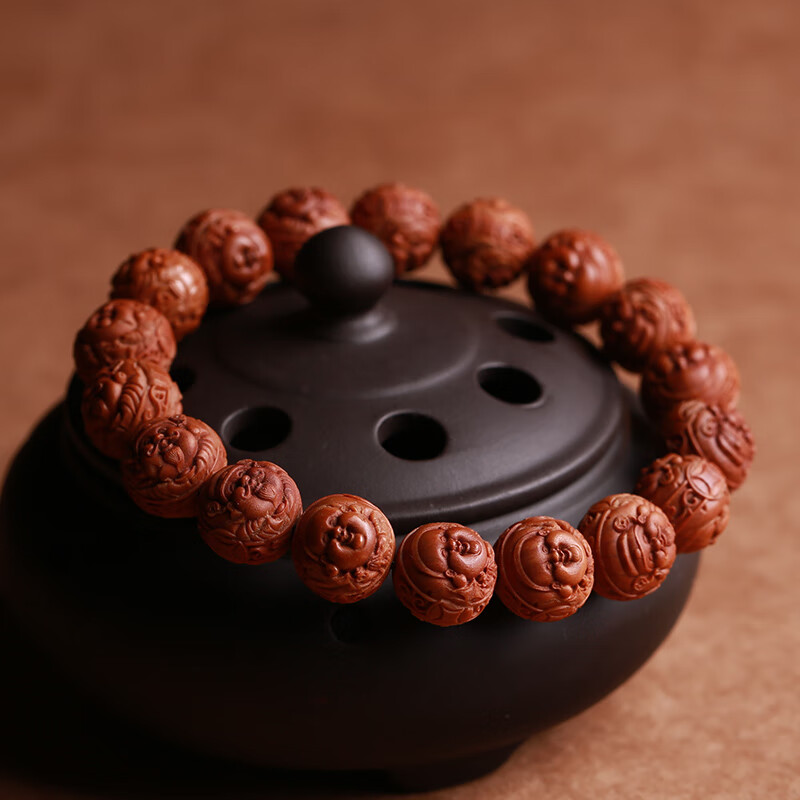 凌盛龙纹核桃手串财富一生财神弥勒桃核佛珠手链小籽男女文玩橄榄核