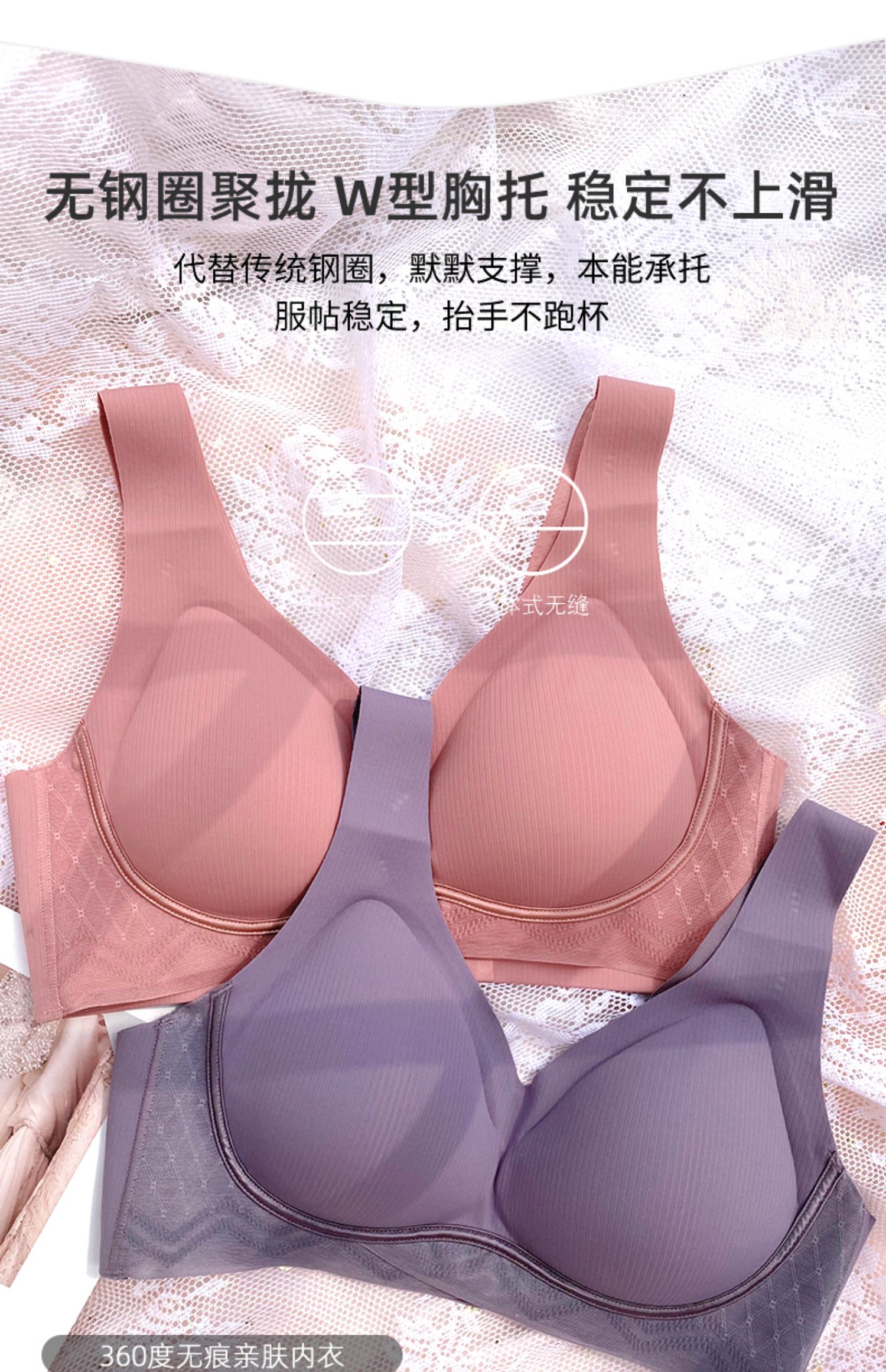 运动内衣女 聚拢睡眠无钢圈大码文胸收副乳无痕背心式胸罩薄款 黑色 l