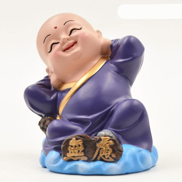可狄(kedi) 工艺品泥塑工艺品特色礼品小和尚摆件中国传统泥人泥塑小