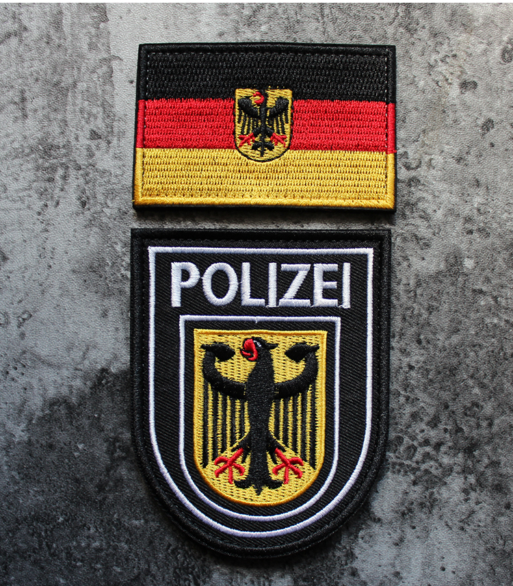 酷否德粉polizei德国刺绣魔术贴臂章背贴贴章德军士气章bdu布徽章