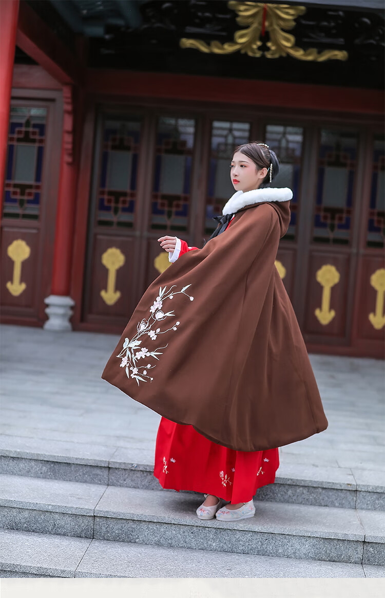 改良汉服女秋冬斗篷披风长款古风斗篷披风加绒日常学生古装仙中国风