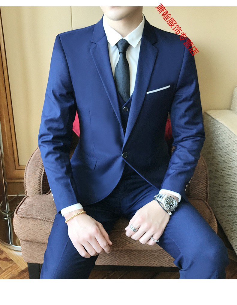 礼服男青年一粒扣小西装外套 红色上衣 西裤 马甲 衬衫 皮带(送领带)