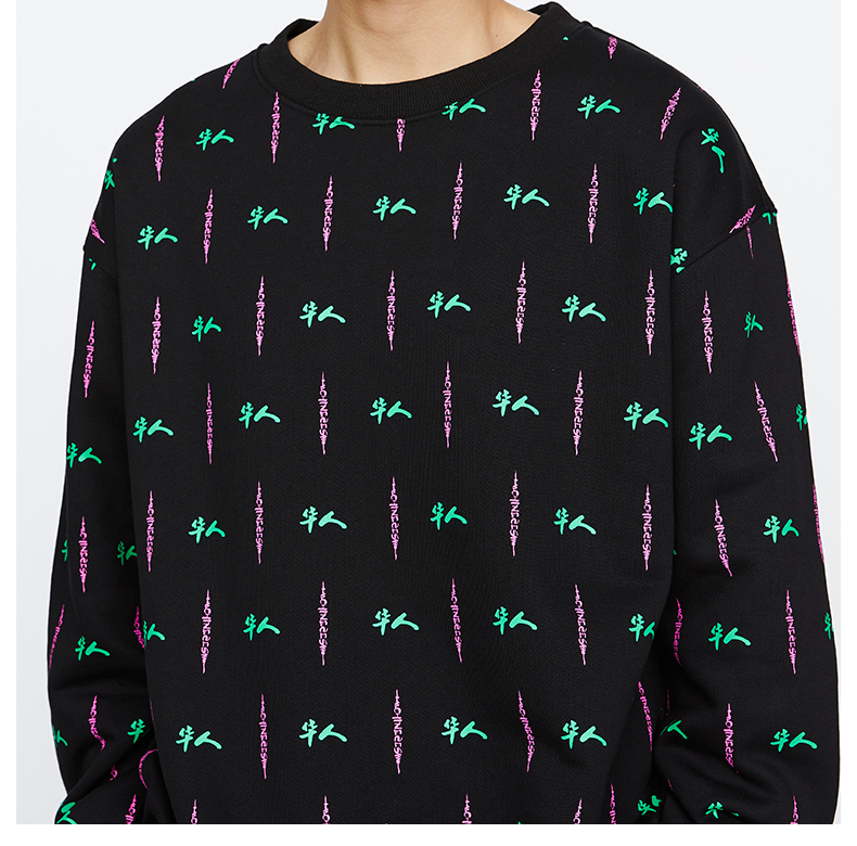 【clot clottee】满印印花套头卫衣 华人系列 黑色 陈冠希主理 黑色