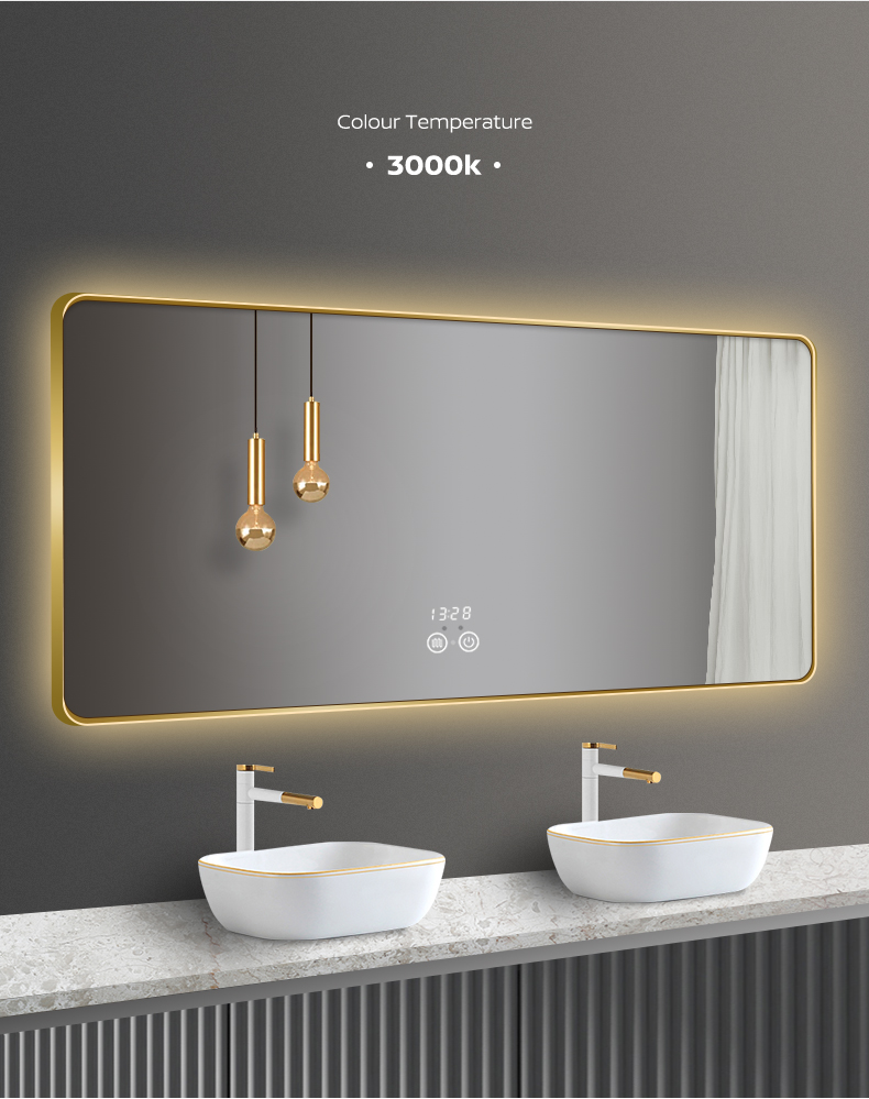 nolsia智能人体感应卫生间带框镜子挂墙厕所防雾镜壁挂led浴室镜带灯