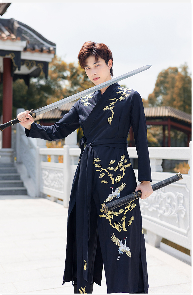 绘自然中国风改良交领长衫汉服女武侠风侠客男款古装情侣侠女风 女龙