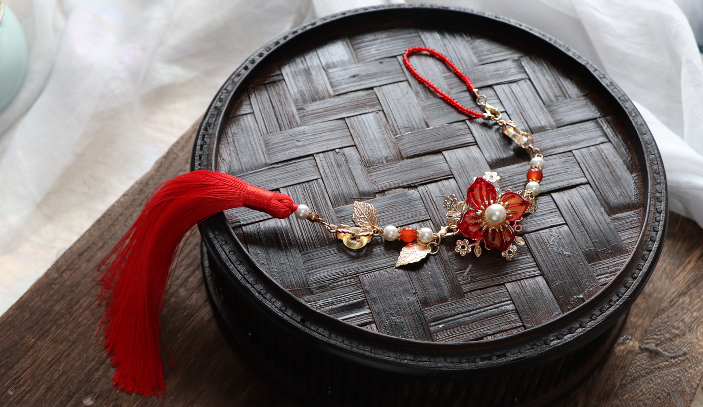 原创手工汉服配饰旗袍压襟古风禁步渐变流苏腰佩多用途 青碧