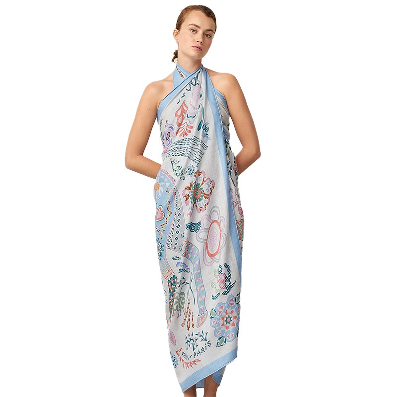 hermes/爱马仕女士等待尤利西斯140cm围巾丝巾方巾披肩h243575s 15