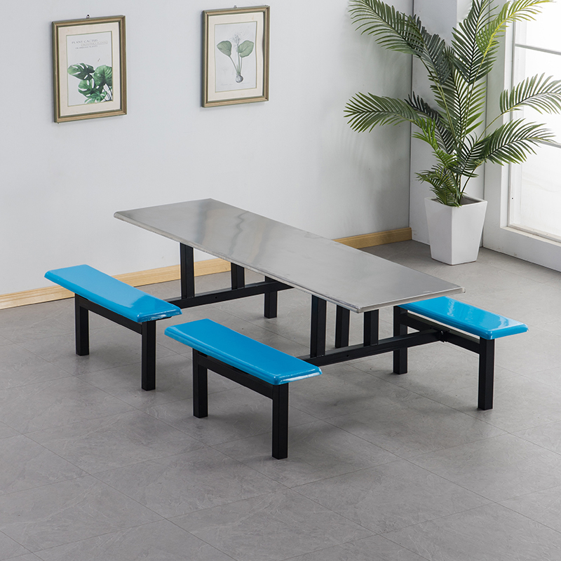 不锈钢食堂连体餐桌椅组合员工餐厅学校公司饭店餐馆4人6人8人座4人位