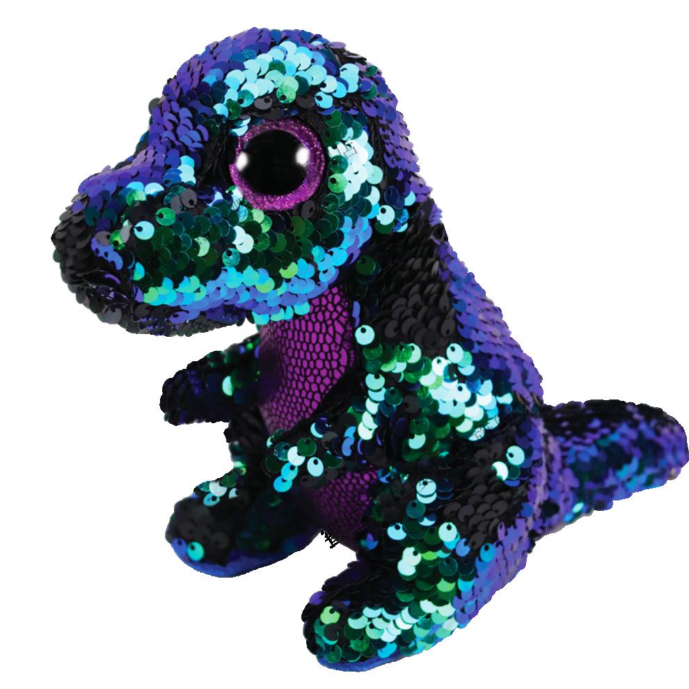 ty亮片公仔大眼豆豆毛绒抚摸变色恐龙特雷摩尔马斯克同款太空天蓝色