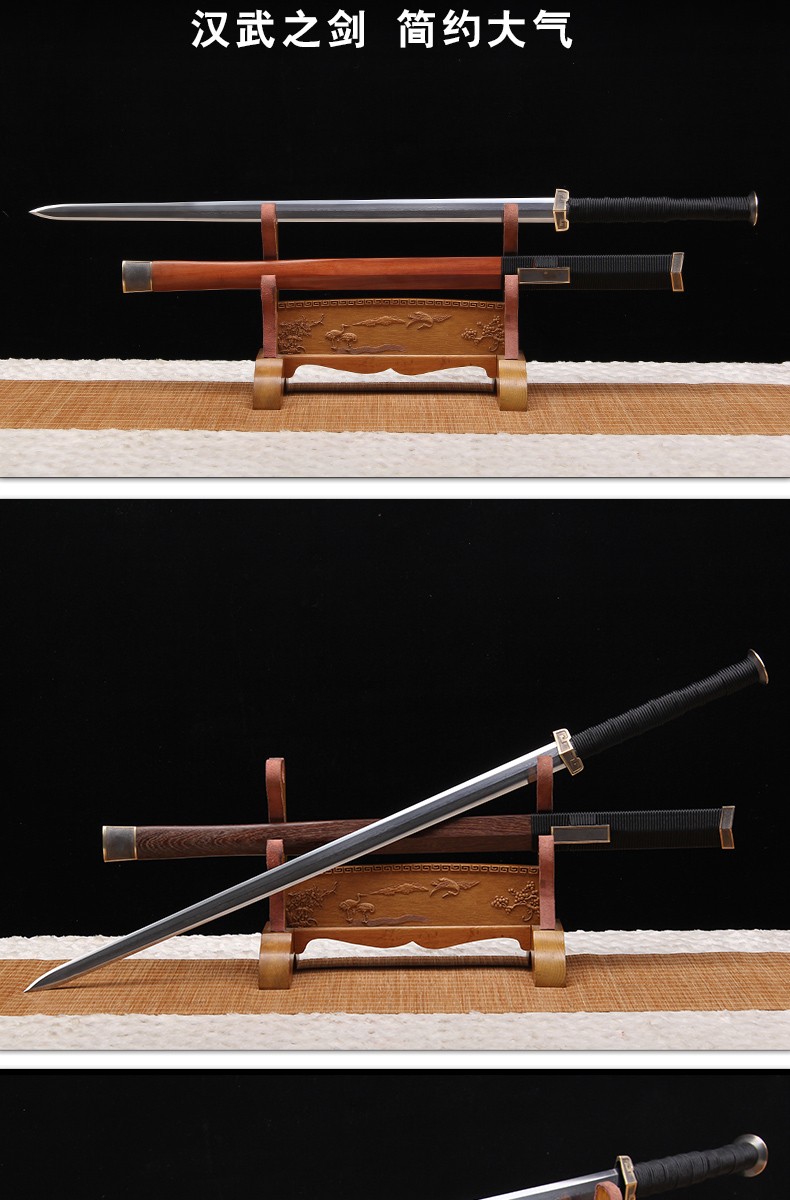 手工花纹钢八面汉剑花纹钢瓦楞长剑龙泉市禾字号宝剑查长伟大师监制