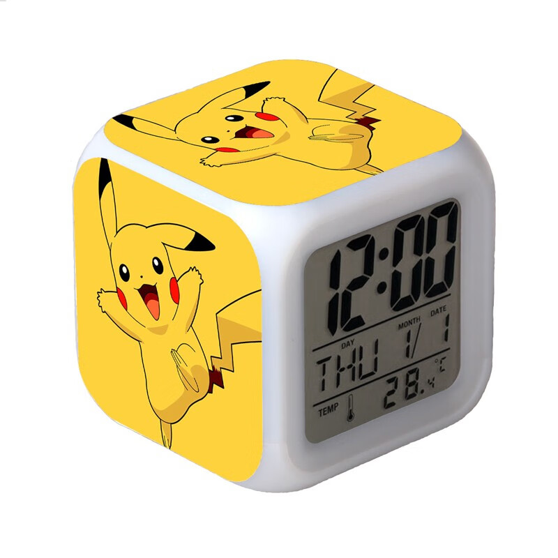 刻沫宠物小精灵皮卡丘动漫闹钟发光七彩二次元周边创意学生生日礼物4