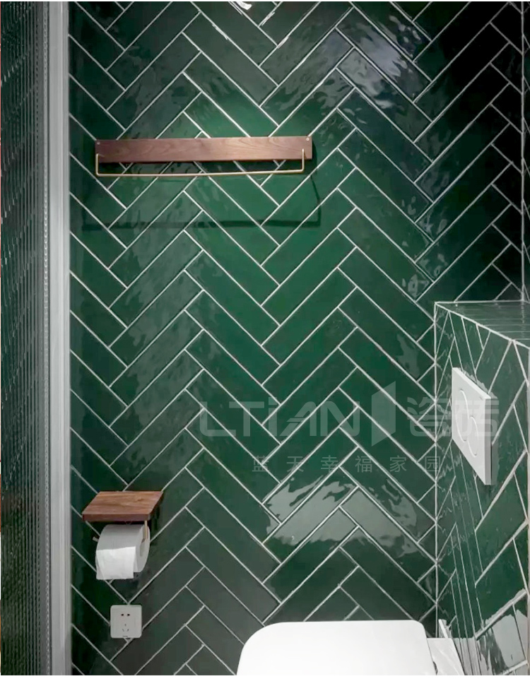 长条面包砖小白砖68x280厨房卫生间墙砖凹凸酒红墨绿工装餐饮瓷砖 浅