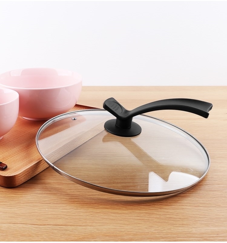 锅盖钢化高压锅玻璃盖不粘锅蒸锅家用透明盖子炒锅通用圆把手可立