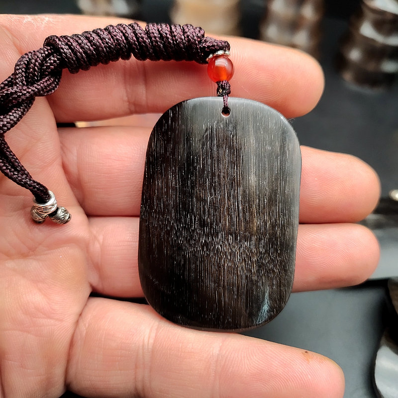 天然黑驴蹄子平安无事牌吊坠手把件鱼子纹摸金随身手玩古玩男图片色