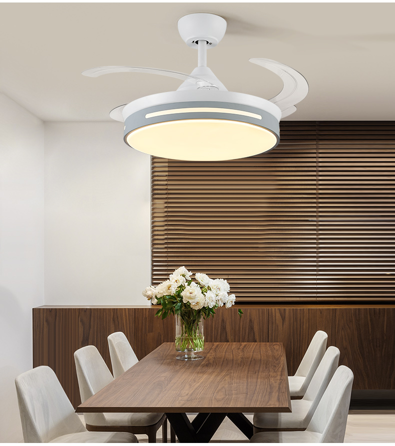 隐形风扇灯餐厅吊扇灯客厅带灯电风扇卧室吊扇灯扇一体带风扇的吊灯