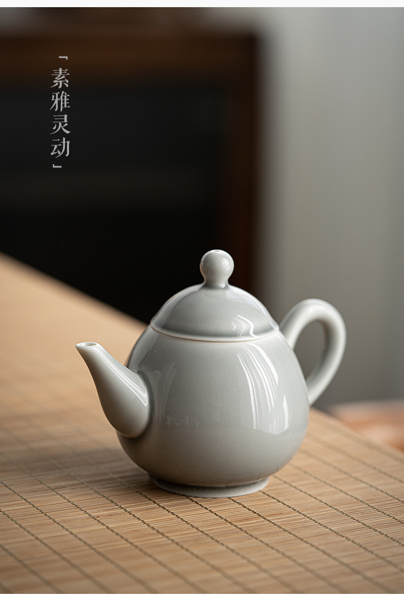 景欣日式冰灰釉茶壶陶瓷水滴壶功夫茶壶简约小单壶办公家用泡茶壶
