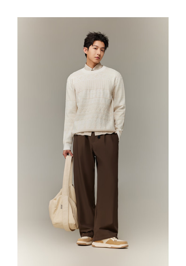 CABBEEN Geometric Totem Jacquard 3D Logo Long Sleeve Modal Soft Knit Men's Sweater Winter 2025 8
