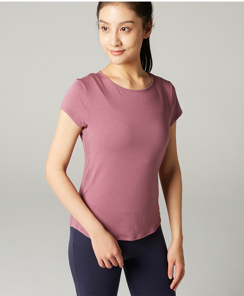 迪卡侬瑜伽服上衣女夏季专业跑步显瘦气质健身服短袖运动t恤gypwl