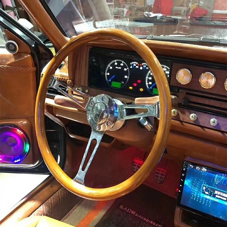 复古桃木方向盘长城酷熊甲壳虫金杯海狮北斗星雨燕奥拓改装方向盘 军