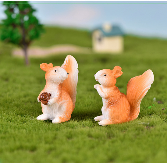 微景观盆景小摆件仿真动物图案迷你造景小摆件松鼠8只