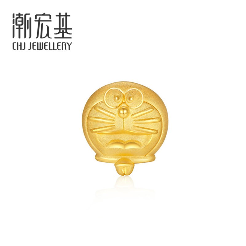 【商场同款】潮宏基 哆啦a梦-笑开怀 黄金耳钉女士足金耳钉3d硬金耳环