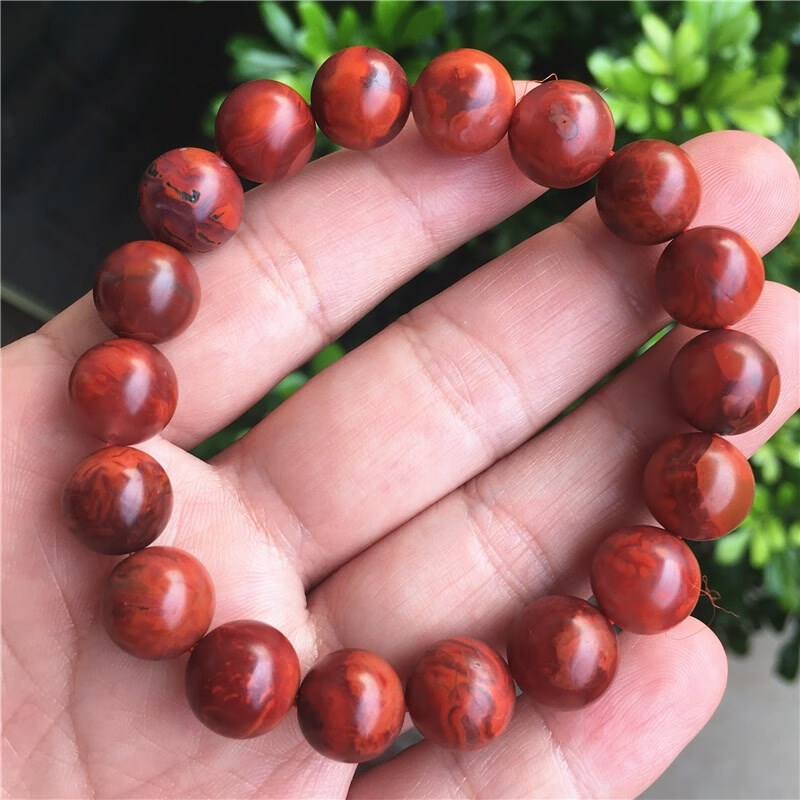 华花弥(huahuami)南红玛瑙四川凉山瓦西九口铁皮黄皮包浆带原皮佛珠